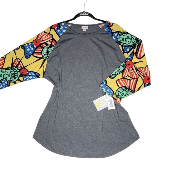 LuLaRoe Americana Randy Tee Rare Unicorn HTF Bows - Picture 1 of 6